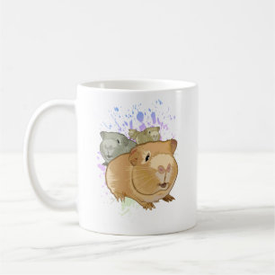 Colorful Guinea Pig Trio Rainbow Paint Splash Cute Coffee Mug