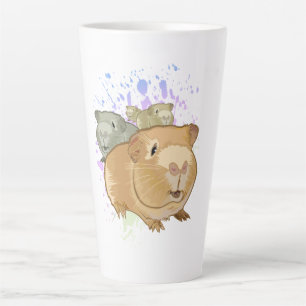 Colorful Guinea Pig Trio Rainbow Paint Splash Cute Latte Mug