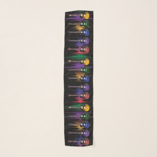 Colorful Guitar and Sound Wave Design Scarf