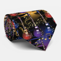 Colorful Guitar and Sound Waves