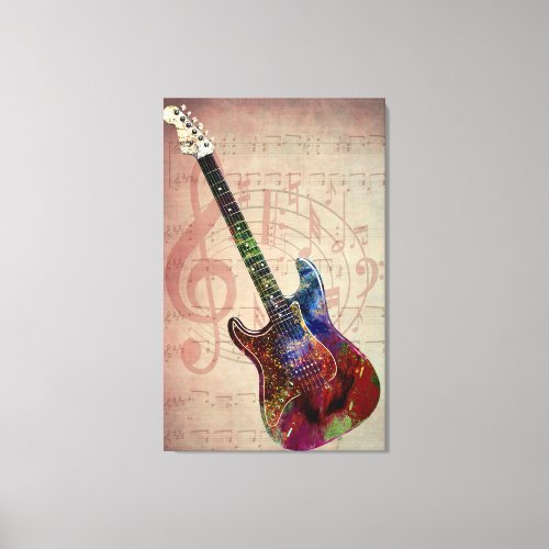 Colorful guitar canvas print