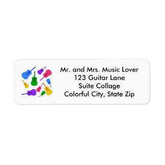 Colorful Guitar Collage in Colors Address Labels
