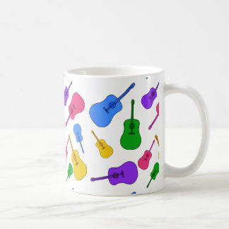 Colorful Guitar Collage in Rainbow Colors Mugs