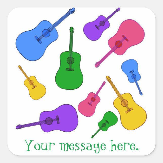 Colorful Guitar Collage Your Message Stickers (Front)