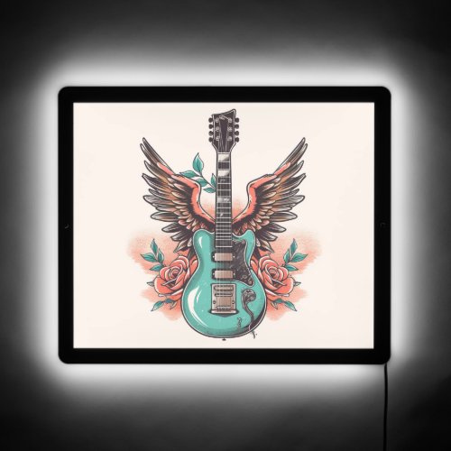 Colorful Guitar Design for Music Enthusiasts LED Sign