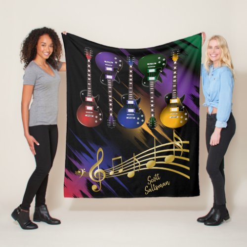 Colorful Guitar Fleece Blanket