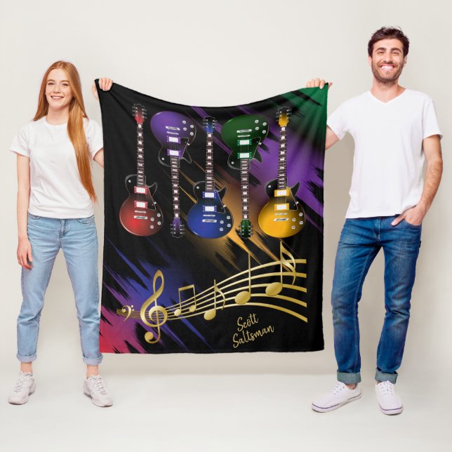Colorful Guitar Fleece Blanket (In Situ)