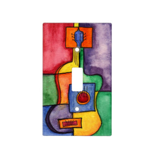 COLORFUL GUITAR SAXOFONE JAZ MUSIC ABSTRACT LIGHT SWITCH PLATE OUTLET WALL COVER 