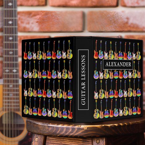 Colorful guitar music 3 ring binder