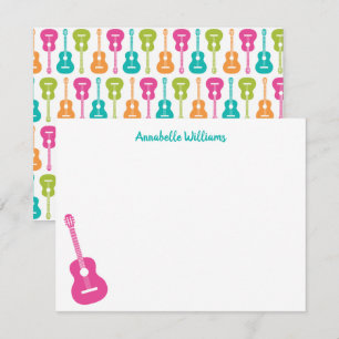 Colorful Guitar Musical  Note Card