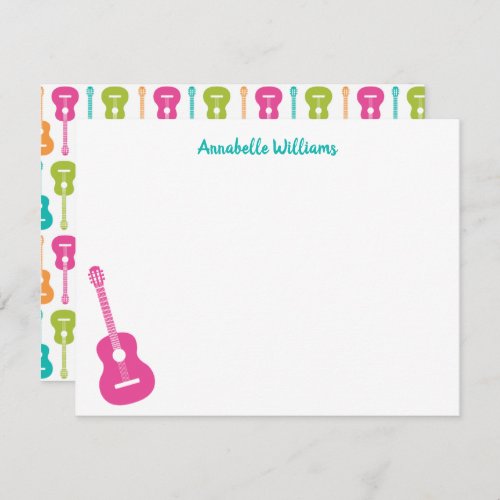 Colorful Guitar Musical  Note Card