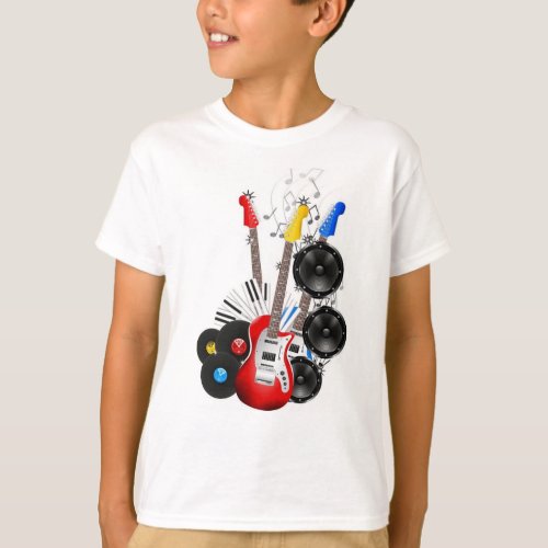 Colorful Guitar Musician Player And Speaker Art T_Shirt