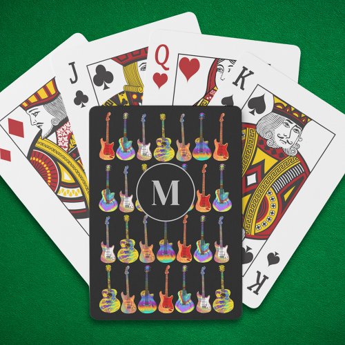 colorful guitar pattern personalized  poker cards