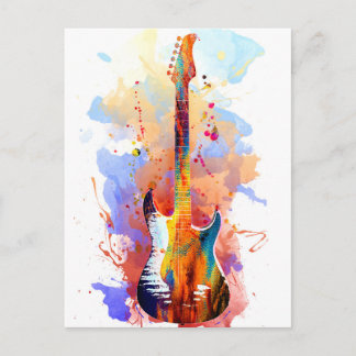 Colorful guitar postcard