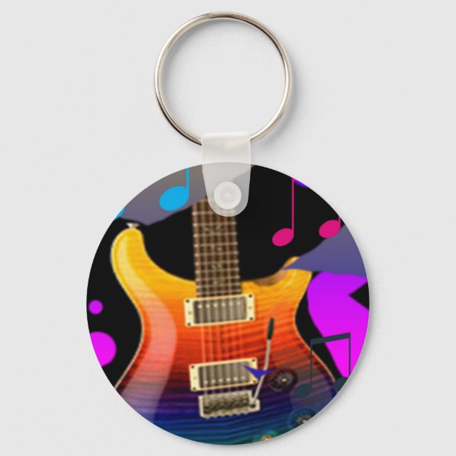Colorful Guitar - Rock On! Keychain (Front)