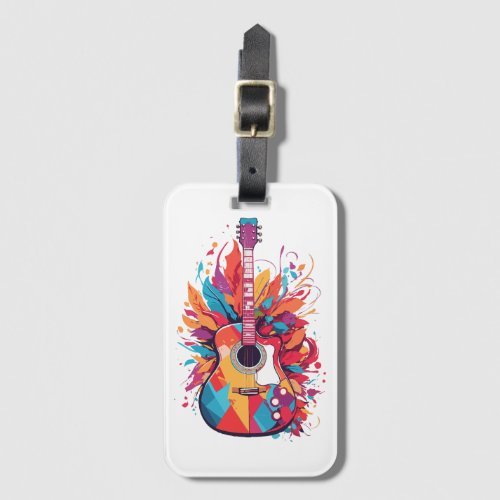Colorful Guitar Splash Art Clip Art Luggage Tag