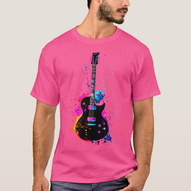 Colorful Guitarist Guitar Music Lover T-Shirt (Front)