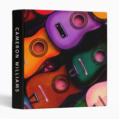 Colorful Guitars  Add Your Name 3 Ring Binder