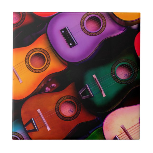 Colorful Guitars Ceramic Tile (Front)