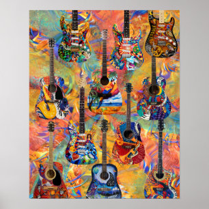 Colorful Guitars-Electric Guitars-Acoustic Guitars Poster