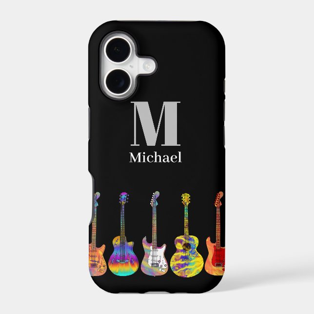 Colorful Guitars Monogram Iphone Case (Back)