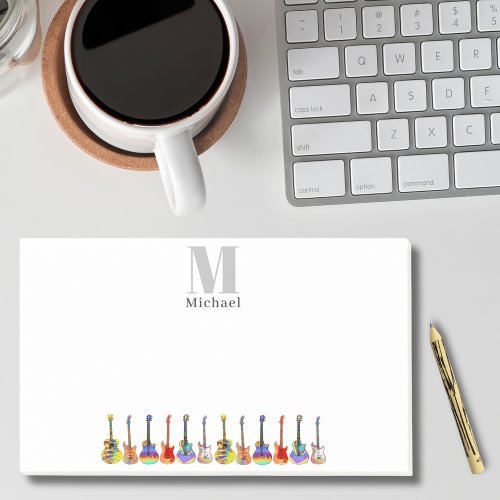 Colorful Guitars Music Teacher Monogram Post_it Notes