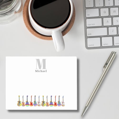 Colorful Guitars Musician Songwriter Monogram Post_it Notes