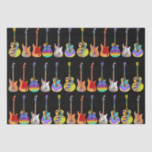 Colorful Guitars on Black Tissue Paper
