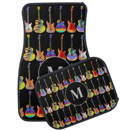 Colorful guitars pattern personalized car floor mat