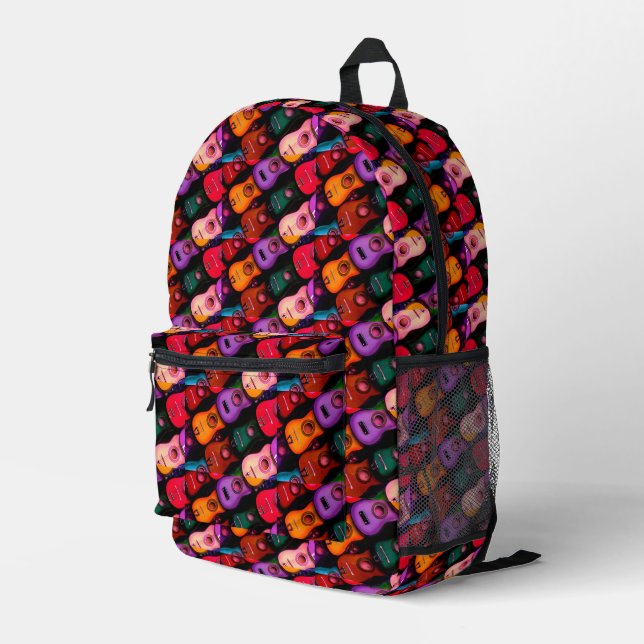 Colorful Guitars Printed Backpack (Back Corner Right)