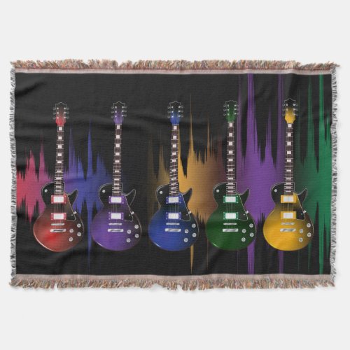 Colorful Guitars Throw Blanket