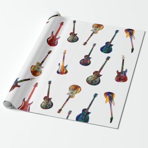 Colorful guitars wrapping paper