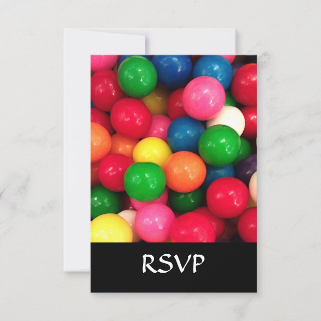 Colorful Gum Ball Candy RSVP Card (Front)