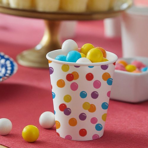 Colorful Gumball Candy Kids Birthday Party Paper Cups