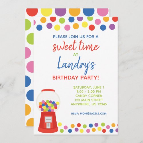 Colorful Gumballs Party Invitations