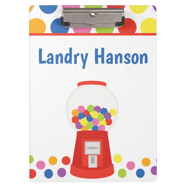 Colorful Gumballs Personalized Clipboard (Front)