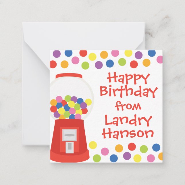 Colorful Gumballs Personalized Gift Enclosure Card (Front)