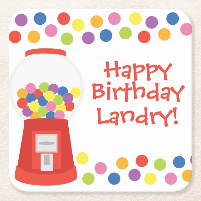Colorful Gumballs Personalized Paper Coasters (Front)