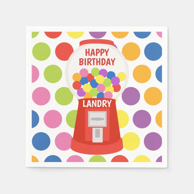 Colorful Gumballs Personalized Party Napkins (Front)