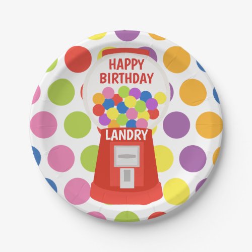 Colorful Gumballs Personalized Party Plates