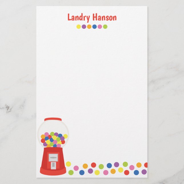 Colorful Gumballs Personalized Stationery (Front)