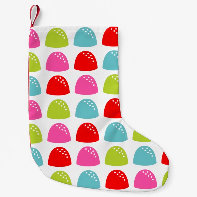 Colorful Gumdrop Pattern – Retro Candy Design Small Christmas Stocking (Front)