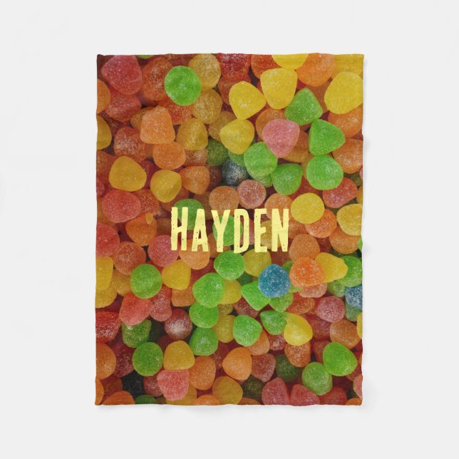 Colorful Gumdrops Candy Personalised Fleece Blanket (Front)