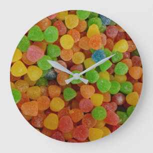 Colorful Gumdrops Candy Quirky Large Clock
