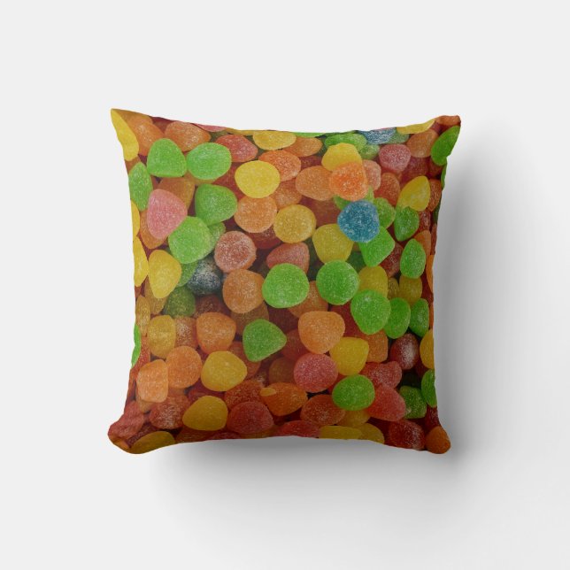 Colorful Gumdrops Candy Throw Pillow (Front)