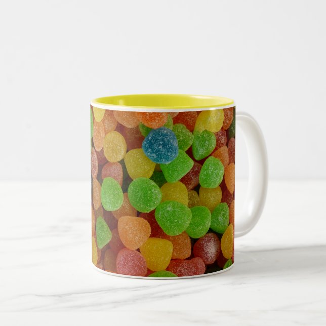Colorful Gumdrops Two-Tone Coffee Mug (Front Right)