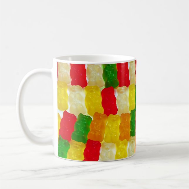 Colorful gummi bear candy coffee mug (Left)