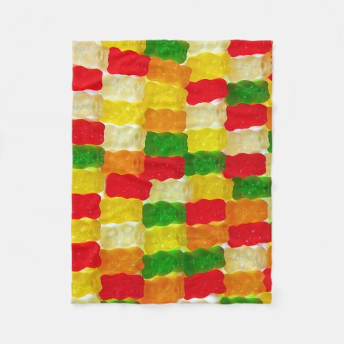 Colorful gummi bear candy fleece blanket