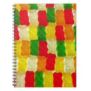 Colorful gummi bear candy notebook