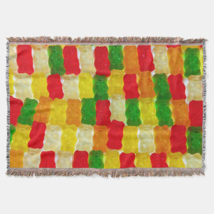 Colorful gummi bear candy throw blanket